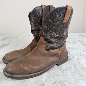 Justin Waterproof Steel Toe Work Western Boots Brown Leather Square Toe Mens 12D